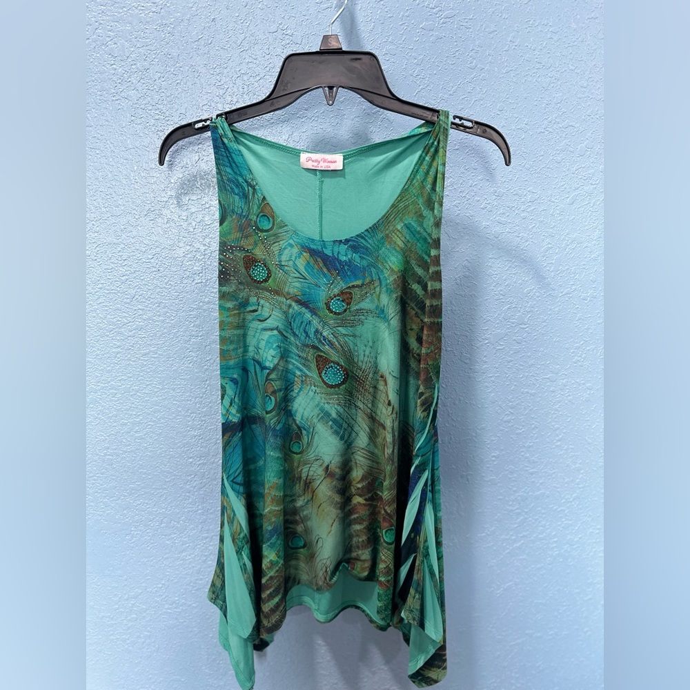 Pretty woman abstract dress with colorful rhinestones from antique store